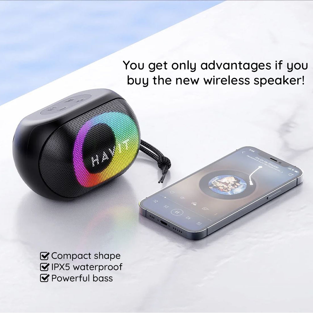 Bärbar Bluetooth-högtalare HAVIT SK885BT, 8W, RGB, Vattentät, Svart