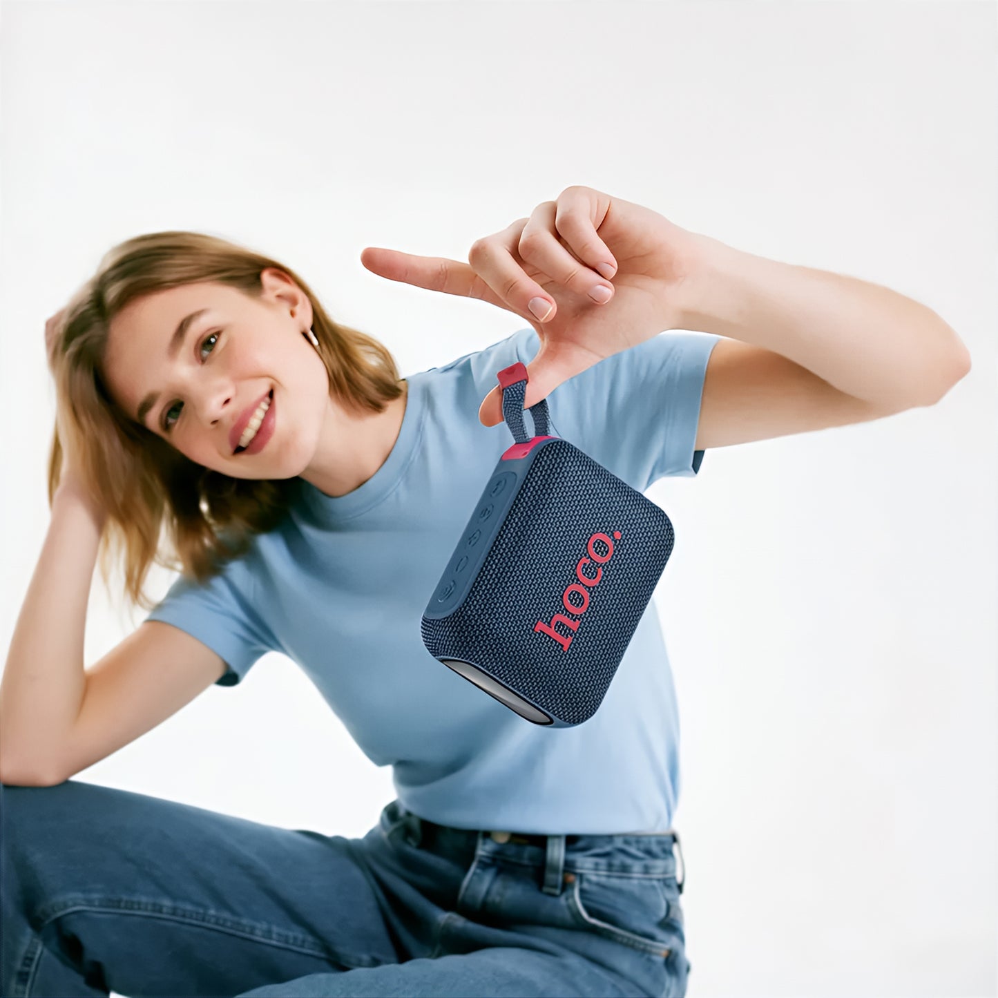 Bärbar Bluetooth-högtalare HOCO HC31, 10W, TWS, RGB, Vattentät, Marinblå