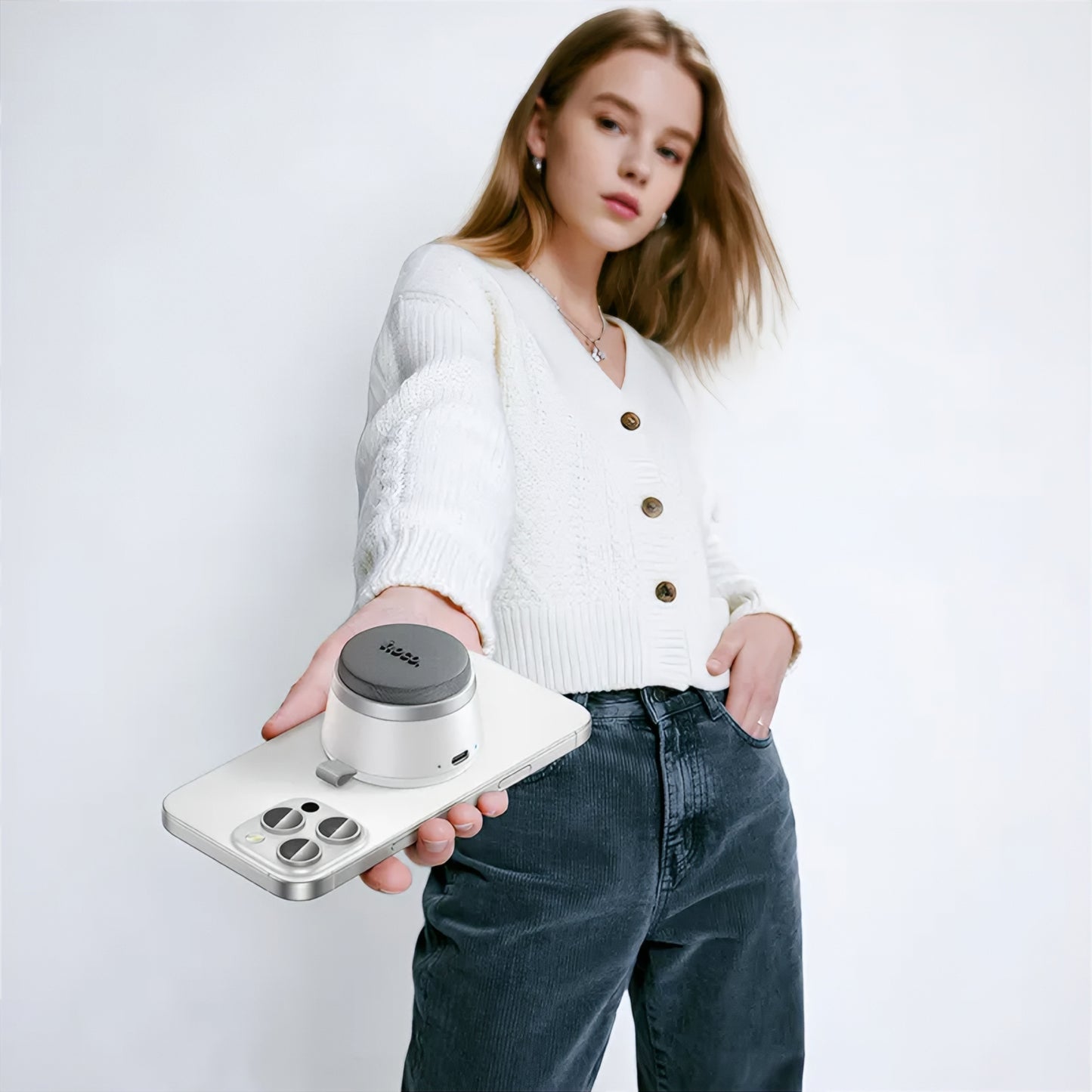 Bärbar Bluetooth-högtalare HOCO HC43 Mini Magnetic, 8W, TWS, Vit