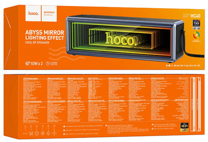 Bärbar Bluetooth-högtalare HOCO HC40, 2 x 10W, TWS, RGB, Svart