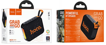 Bärbar Bluetooth-högtalare HOCO HC31, 10W, TWS, RGB, Vattentät, Svart