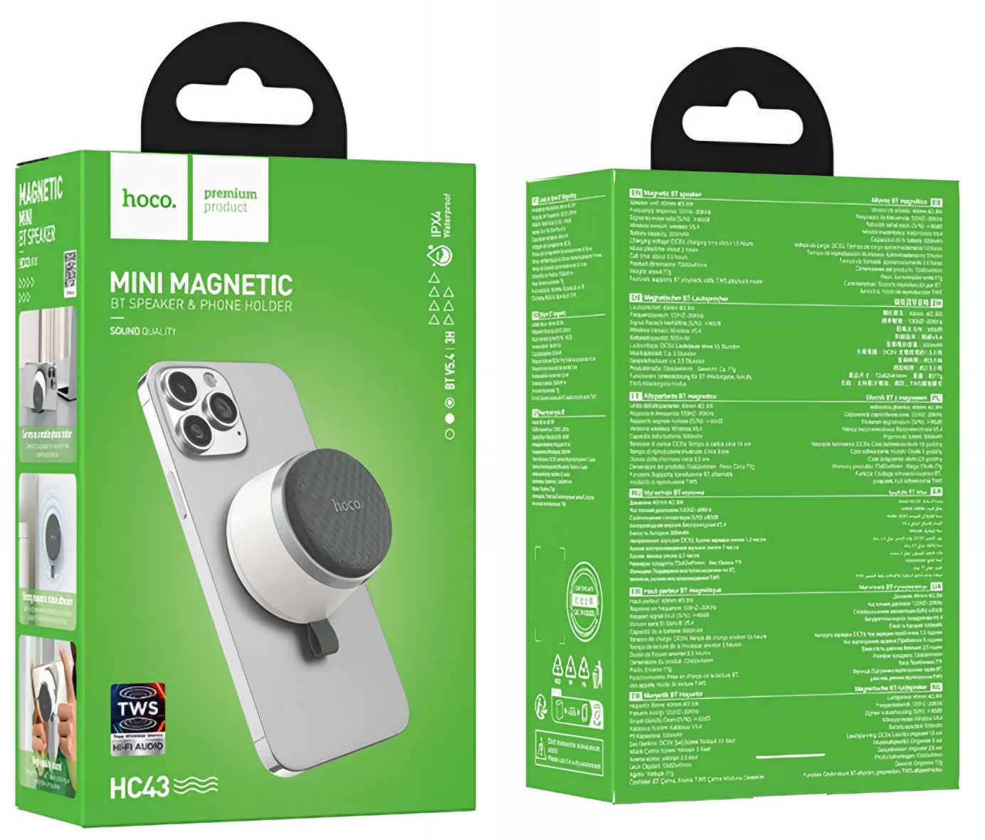 Bärbar Bluetooth-högtalare HOCO HC43 Mini Magnetic, 8W, TWS, Vit