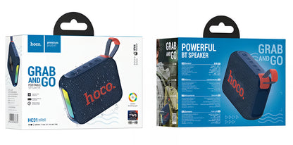 Bärbar Bluetooth-högtalare HOCO HC31, 10W, TWS, RGB, Vattentät, Marinblå