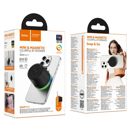 Bärbar Bluetooth-högtalare HOCO HC49 Mini Magnetic, 8W, TWS, Svart
