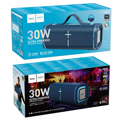 Bärbar Bluetooth-högtalare HOCO HC51, 30W, TWS, RGB, Blå