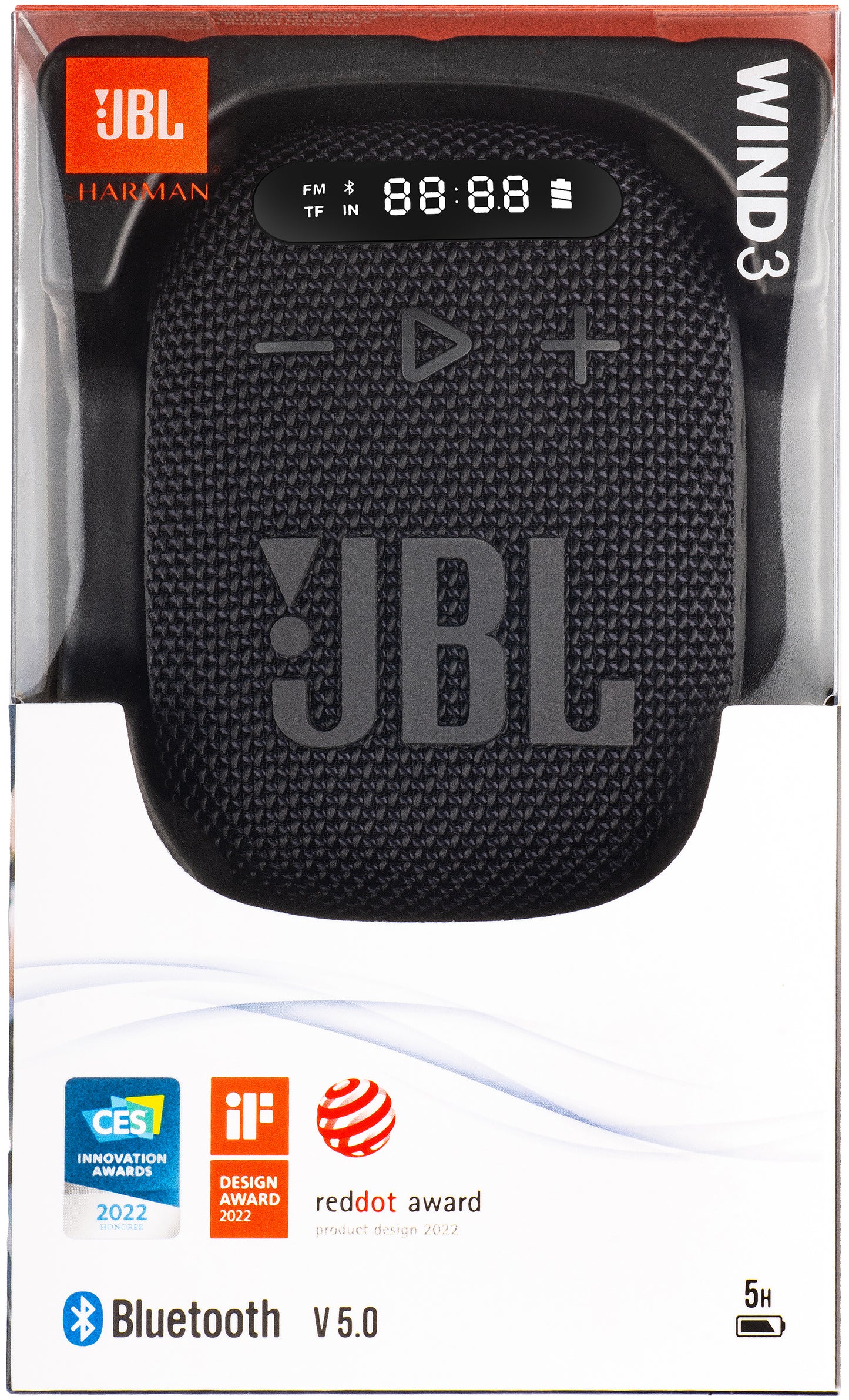 Bärbar Bluetooth-högtalare JBL Wind 3, 5W, Vattentät, Svart JBLWIND3