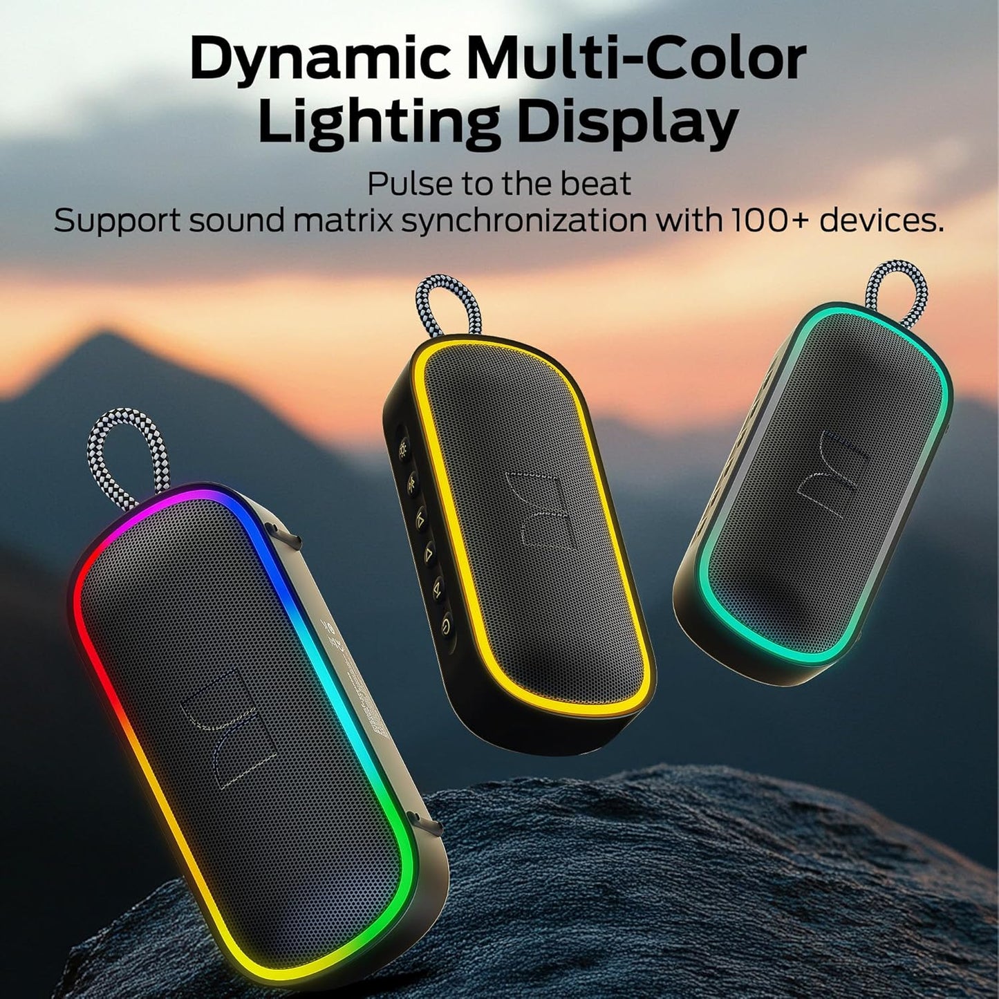 Bärbar Bluetooth-högtalare Monster S150 Plus, 40W, TWS, RGB, Vattentät, Svart