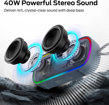Monster S150 Plus bärbar Bluetooth-högtalare, 40W, TWS, RGB, vattentät, blå