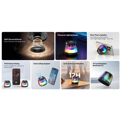 Monster Mag Flux bärbar Bluetooth-högtalare, 5W, TWS, RGB, svart