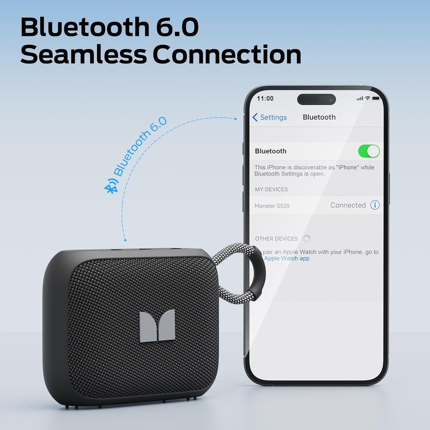 Monster S520 bärbar Bluetooth-högtalare, 5W, TWS, RGB, vattentät, svart