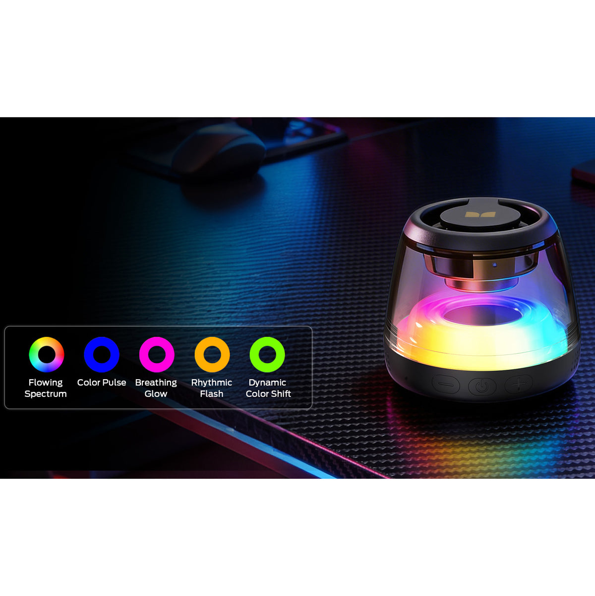 Monster Mag Flux bärbar Bluetooth-högtalare, 5W, TWS, RGB, svart