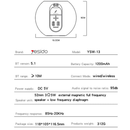 Bärbar Bluetooth-högtalare Yesido YSW13, 5W, RGB, Blå