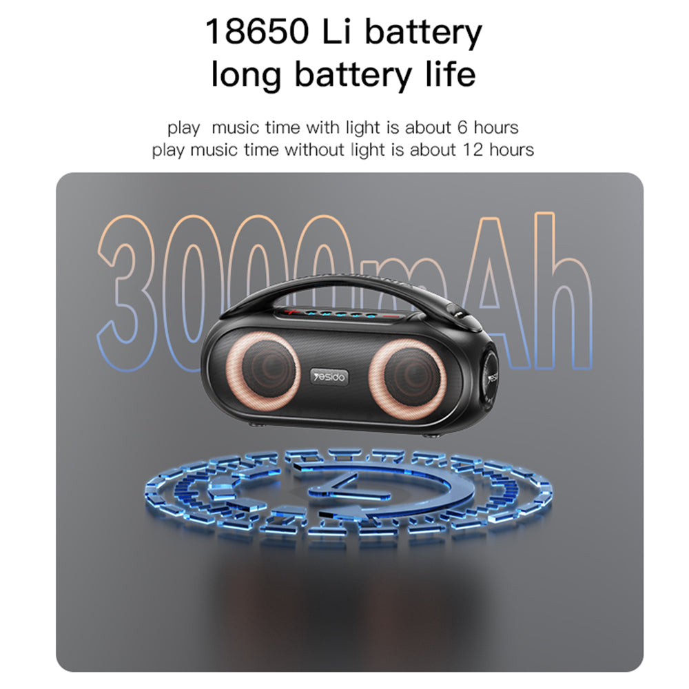 Bärbar Bluetooth-högtalare Yesido YSW19, 40W, RGB, Vattentät, Svart