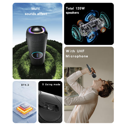 Bluetooth-högtalare Yesido YSW21 Karaoke, 120W, RGB, Vattentät, Svart