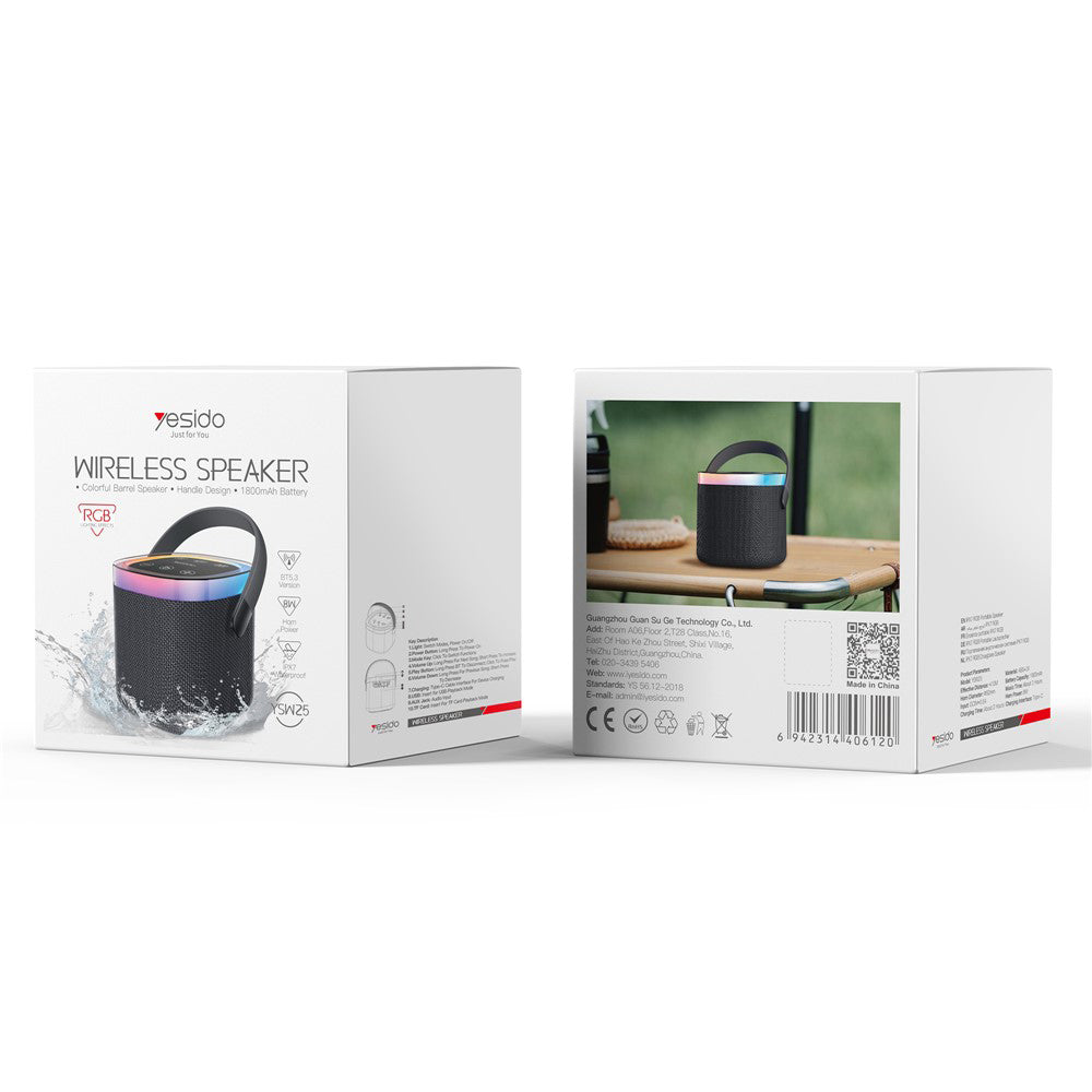 Bärbar Bluetooth-högtalare Yesido YSW25, 5W, RGB, Svart