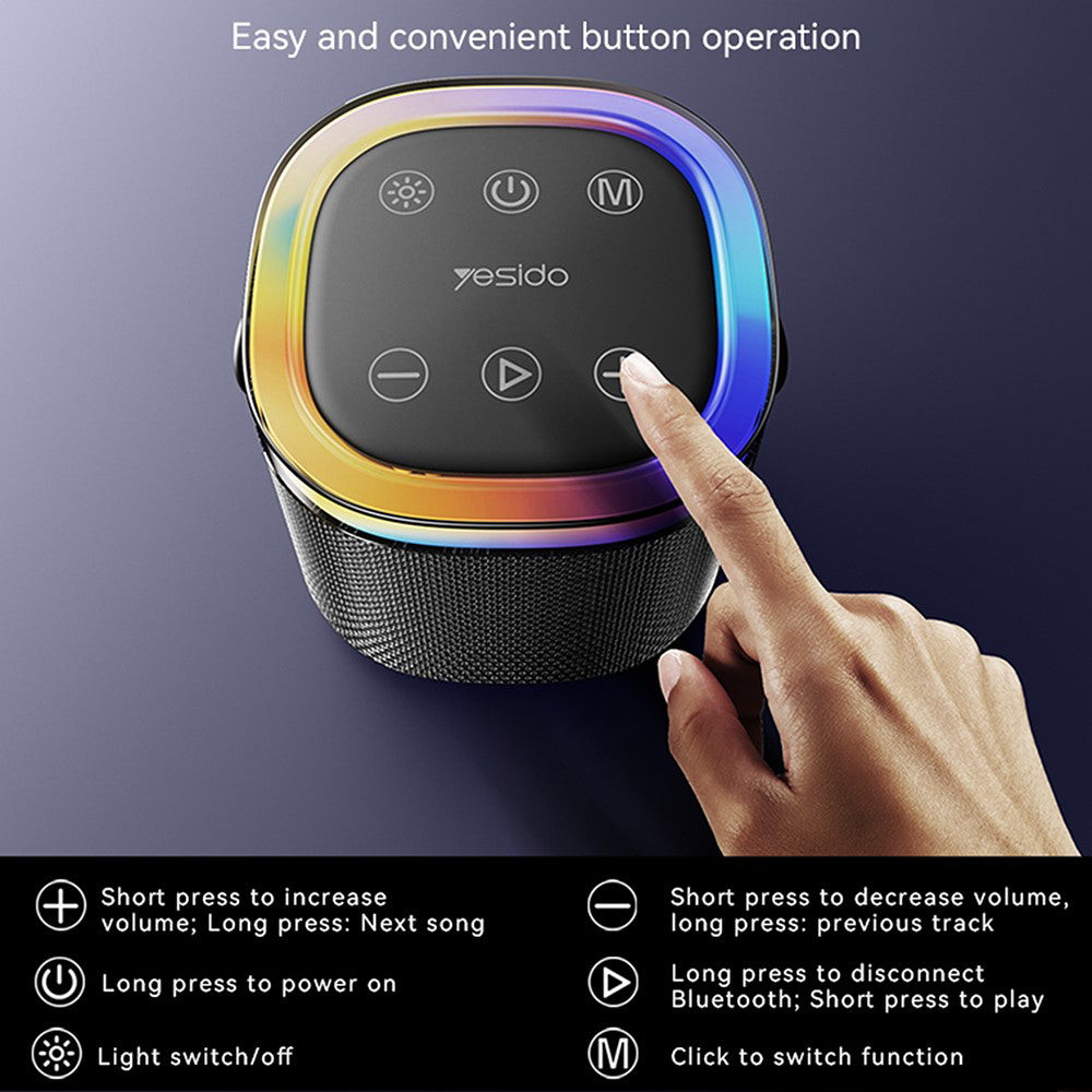 Bärbar Bluetooth-högtalare Yesido YSW25, 5W, RGB, Svart