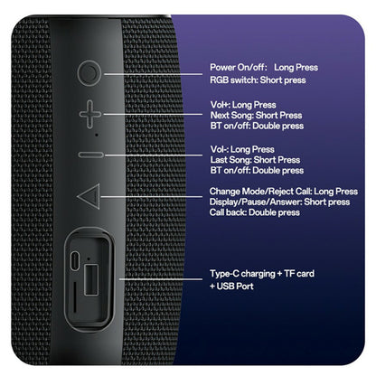 Bärbar Bluetooth-högtalare Yesido YSW39, 20W, TWS, RGB, Svart