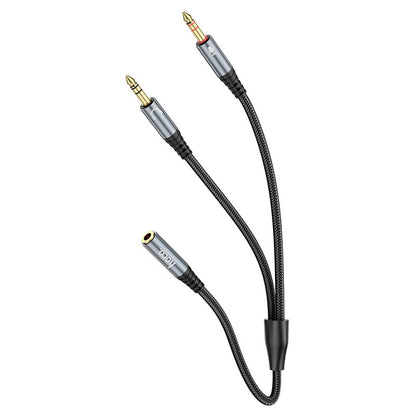 Audio Adapter 3.5mm - 2 x 3.5mm HOCO UPA21, 0.25m, Black