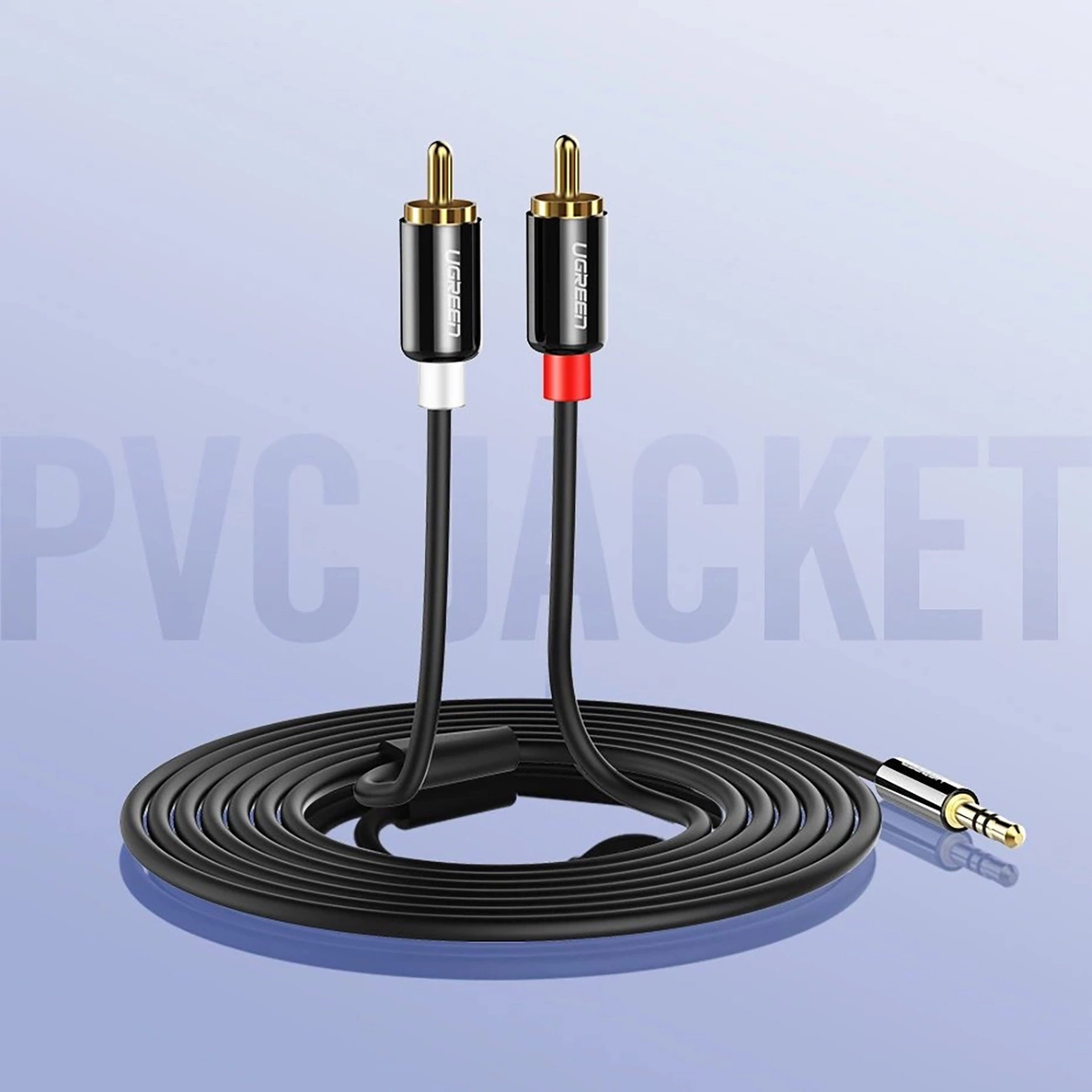 Audio Kabel 3.5mm - 2 x RCA UGREEN AV116, 1m, Svart