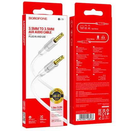 Audio Kabel 3.5mm - 3.5mm Borofone BL19 Creator, 1m, Vit