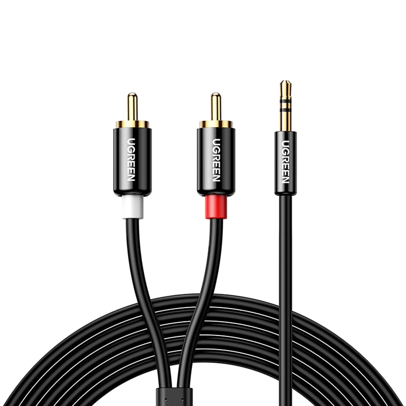 Audio Kabel 3.5mm - 2 x RCA UGREEN AV116, 1m, Svart