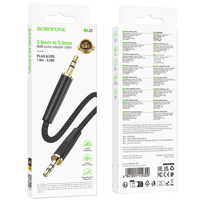Audio Cable 3.5mm - 3.5mm Borofone BL23 Refinado, 1m, Black