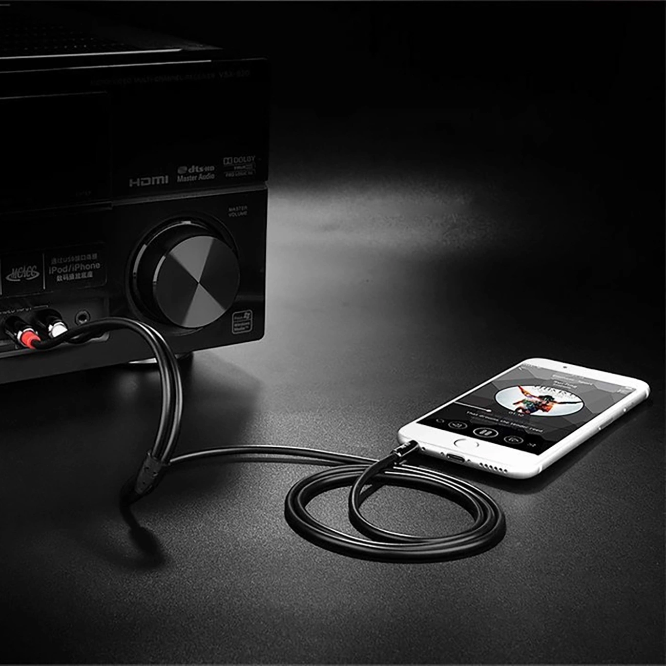 Audio Kabel 3.5mm - 2 x RCA UGREEN AV116, 1m, Svart