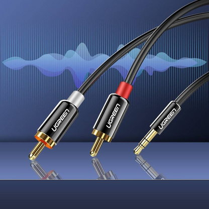 Audio Kabel 3.5mm - 2 x RCA UGREEN AV116, 2m, Svart