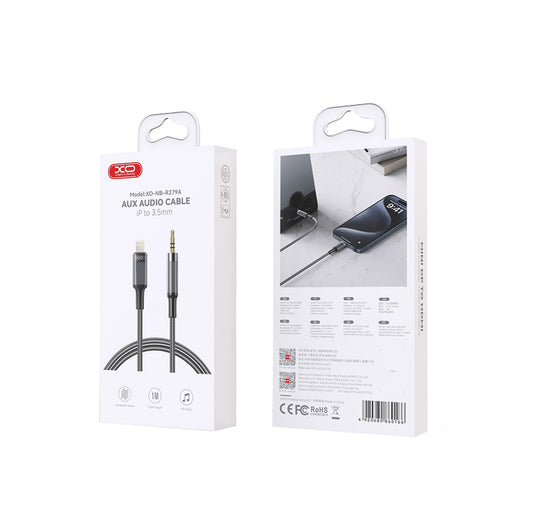 Audio Lightning-kabel - 3,5 mm XO Design NB-R279A, 1 m, Svart