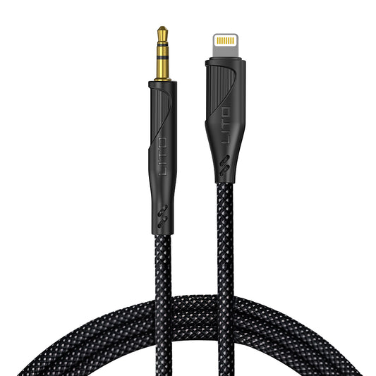 Audio Lightning-kabel - 3,5 mm Lito LA02, 1 m, Svart