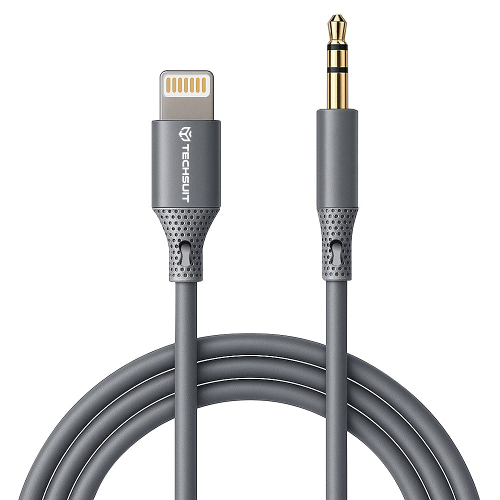 Lightning Audio Cable - 3.5mm Techsuit AC5 SoundFlex, 1m, Gray