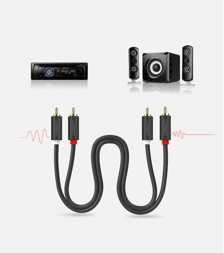 Audio Kabel UGREEN AV104, 2 x RCA - 2 x RCA, 2m, Svart