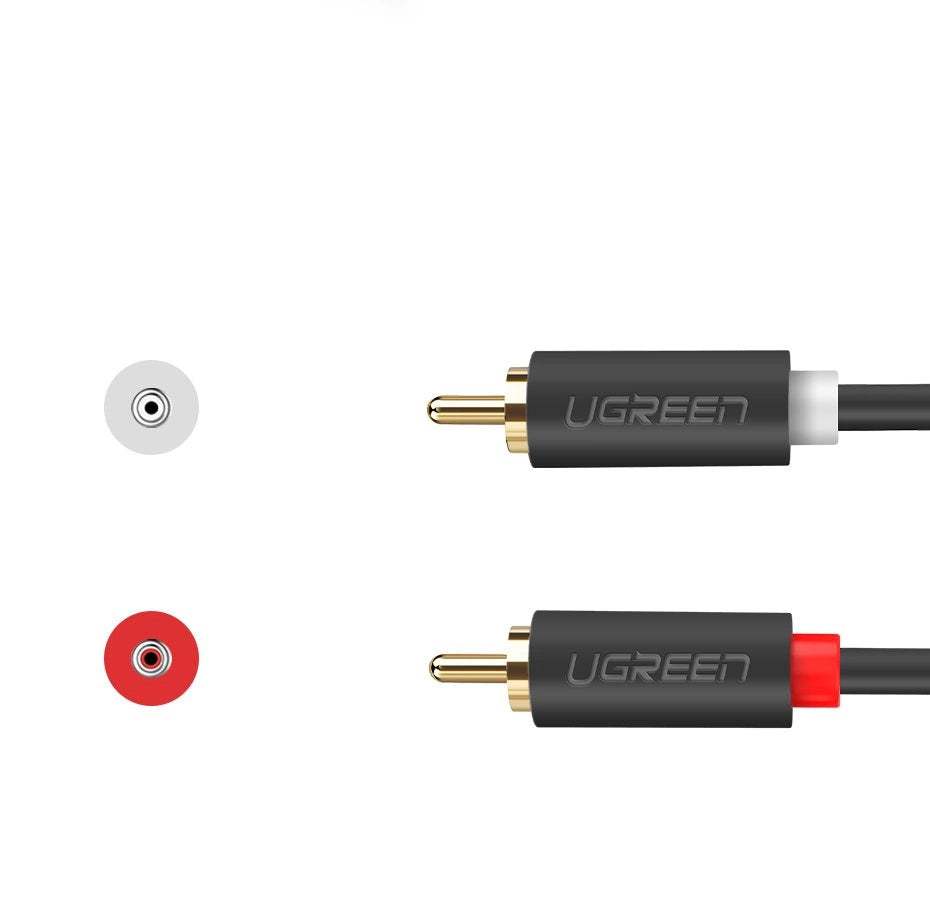 Audio Kabel UGREEN AV104, 2 x RCA - 2 x RCA, 2m, Svart