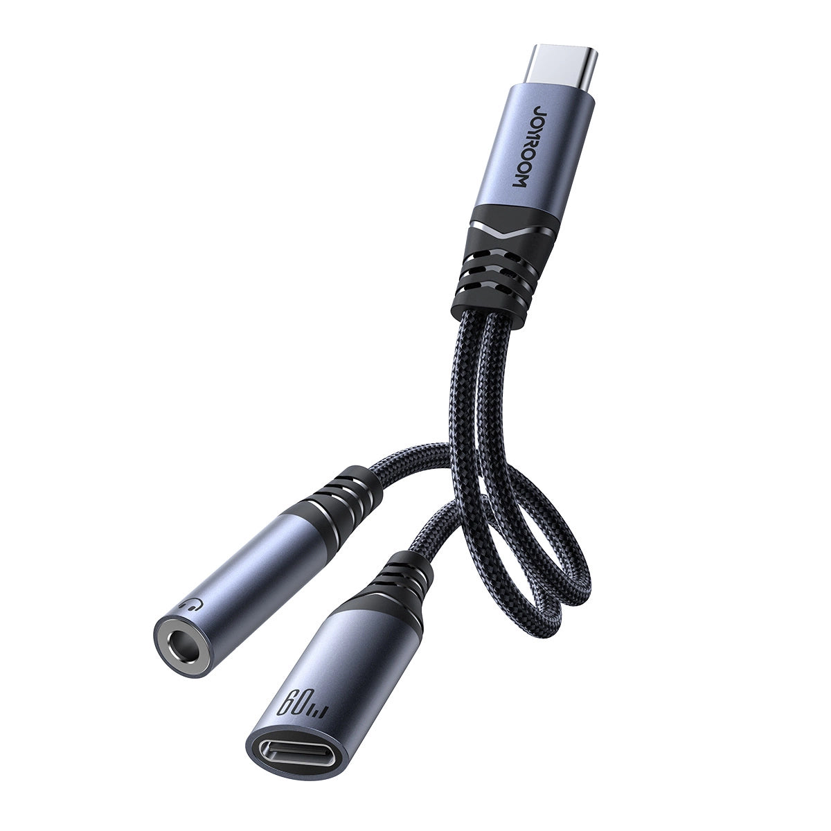 USB-C till 3.5mm / USB-C ljudkabel Joyroom SY-C02, 0.14m, Svart
