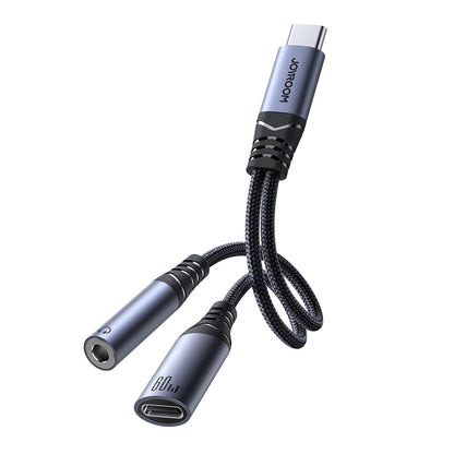 USB-C till 3.5mm / USB-C ljudkabel Joyroom SY-C02, 0.14m, Svart