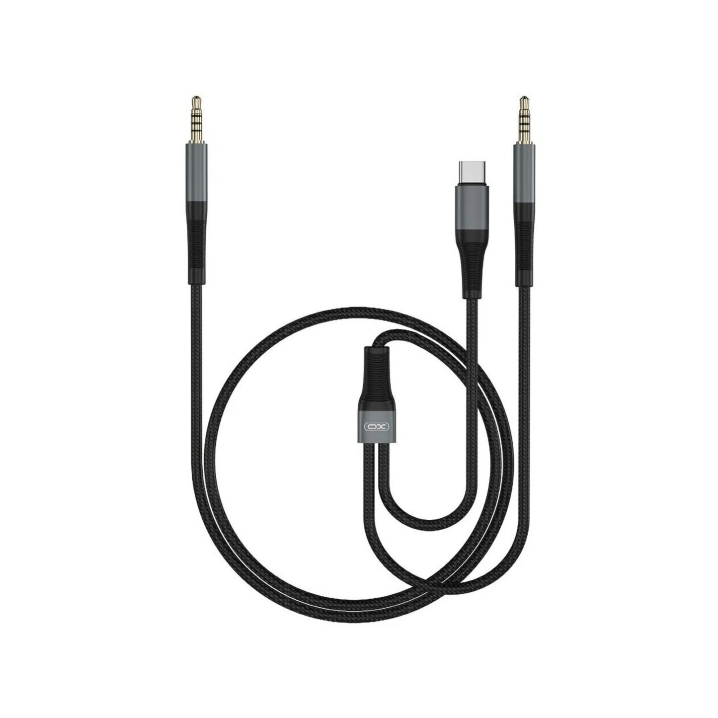 Audio Kabel USB-C / 3.5mm - 3.5mm XO Design NB178B, 1m, Svart