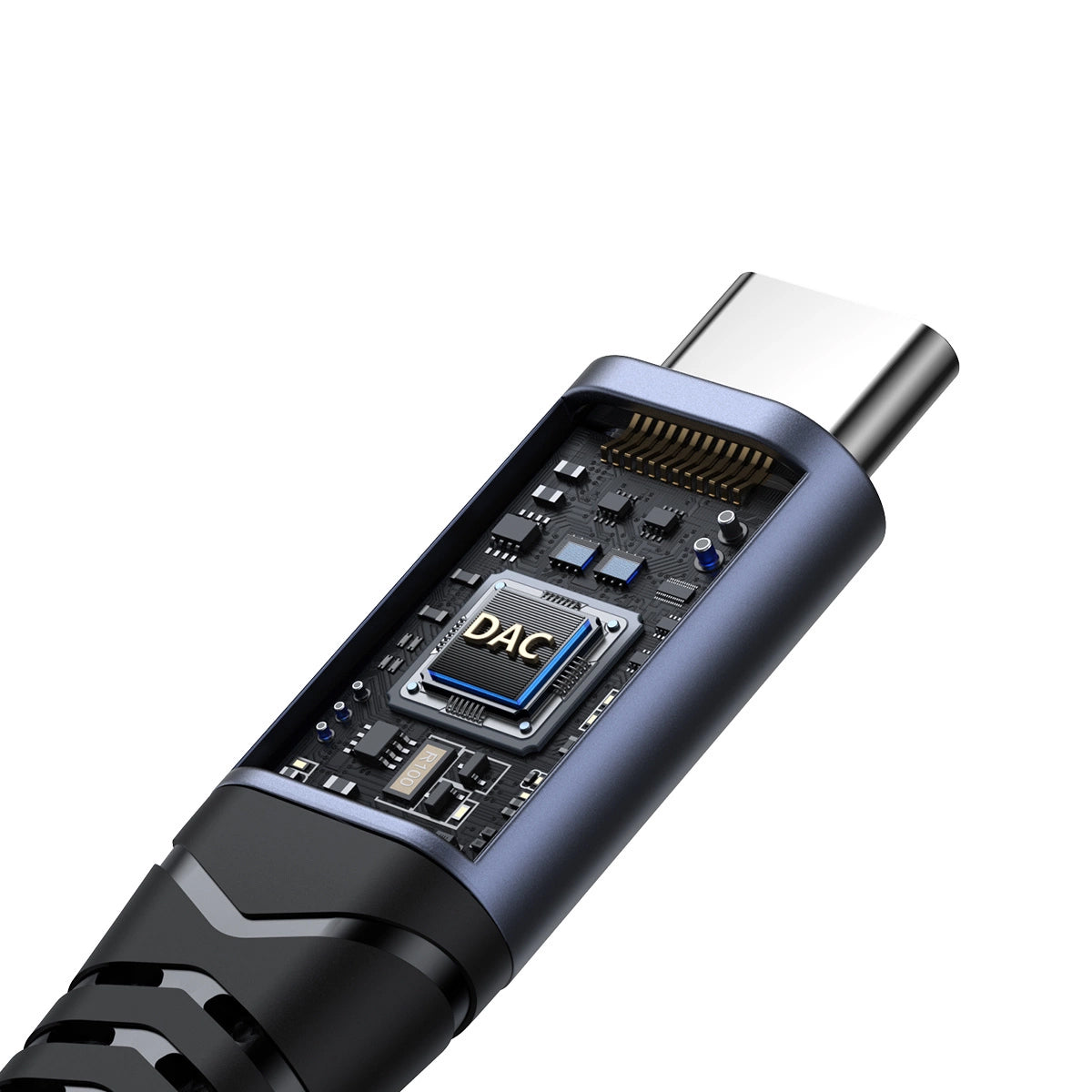 USB-C till 3.5mm / USB-C ljudkabel Joyroom SY-C02, 0.14m, Svart