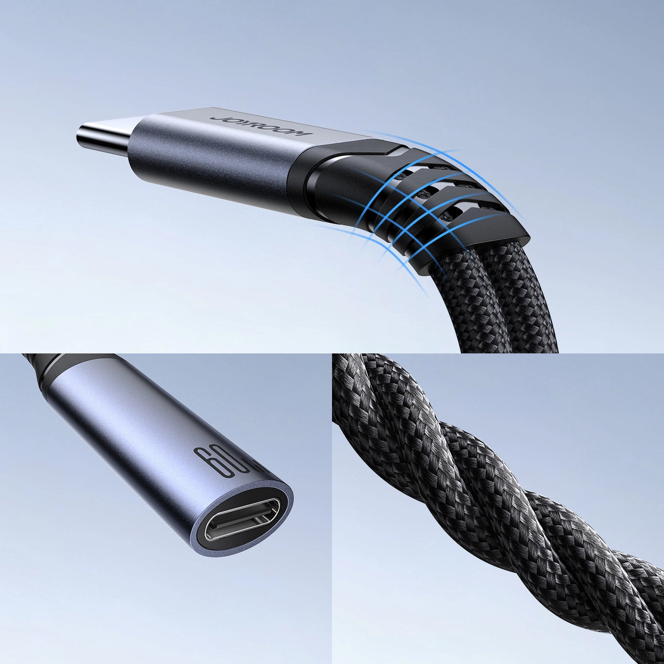 USB-C till 3.5mm / USB-C ljudkabel Joyroom SY-C02, 0.14m, Svart