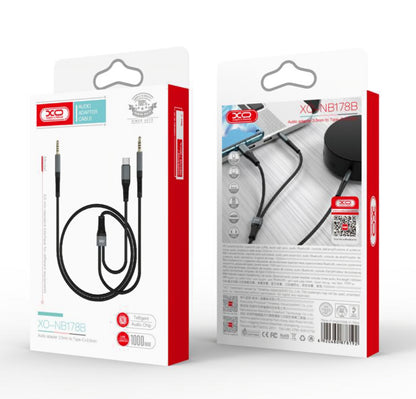 Audio Kabel USB-C / 3.5mm - 3.5mm XO Design NB178B, 1m, Svart
