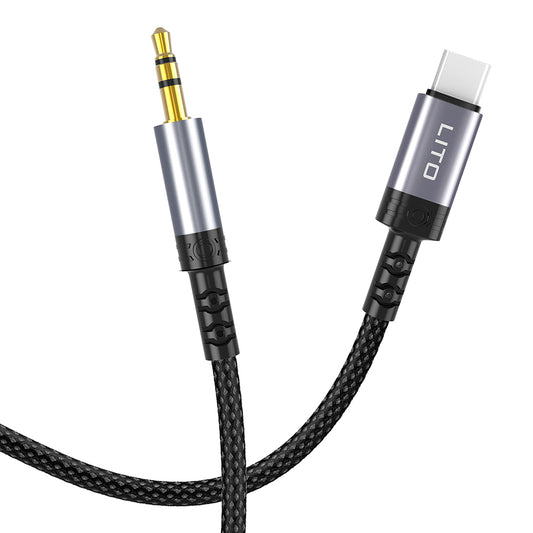 Audio Kabel USB-C - 3.5mm Lito LA01T, 1m, Svart