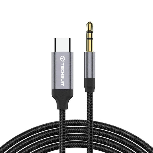 USB-C till 3.5mm Techsuit AC11 FuseXound ljudkabel, 0.5m, Grå
