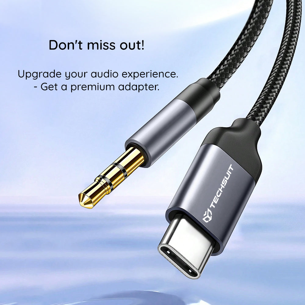 USB-C till 3.5mm Techsuit AC11 FuseXound ljudkabel, 0.5m, Grå