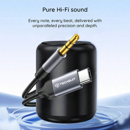 USB-C till 3.5mm Techsuit AC11 FuseXound ljudkabel, 0.5m, Grå