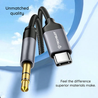 USB-C till 3.5mm Techsuit AC11 FuseXound ljudkabel, 0.5m, Grå