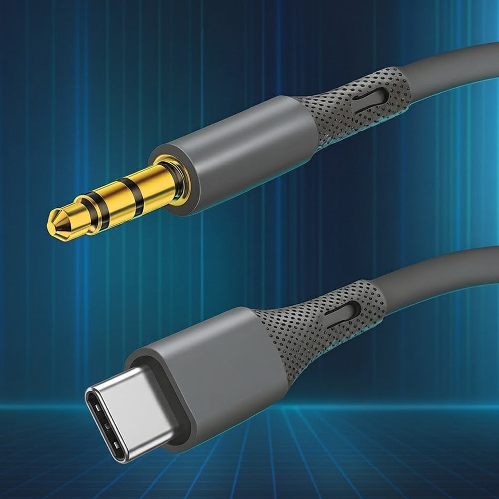 Audio Kabel USB-C - 3.5mm Techsuit AC4 SoundFlex, 1m, Grå