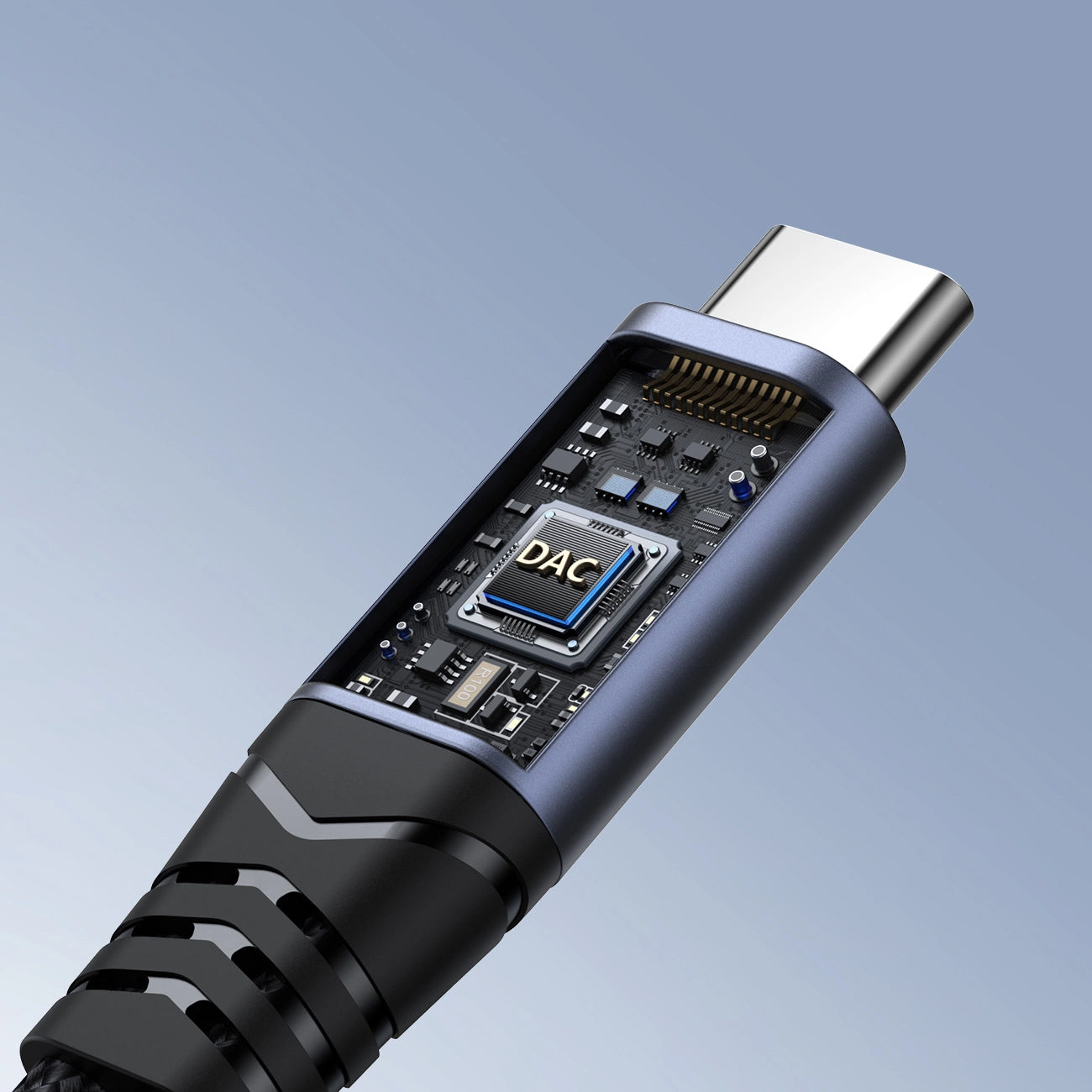 USB-C till 3.5mm / USB-C ljudkabel Joyroom SY-C02, 0.14m, Svart