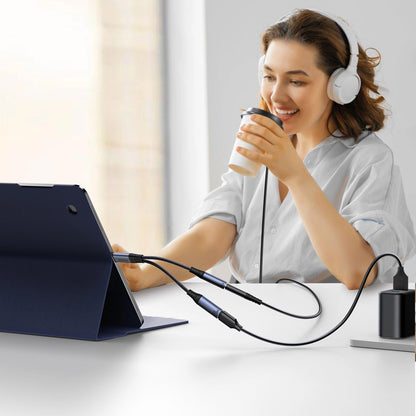 USB-C till 3.5mm / USB-C ljudkabel Joyroom SY-C02, 0.14m, Svart