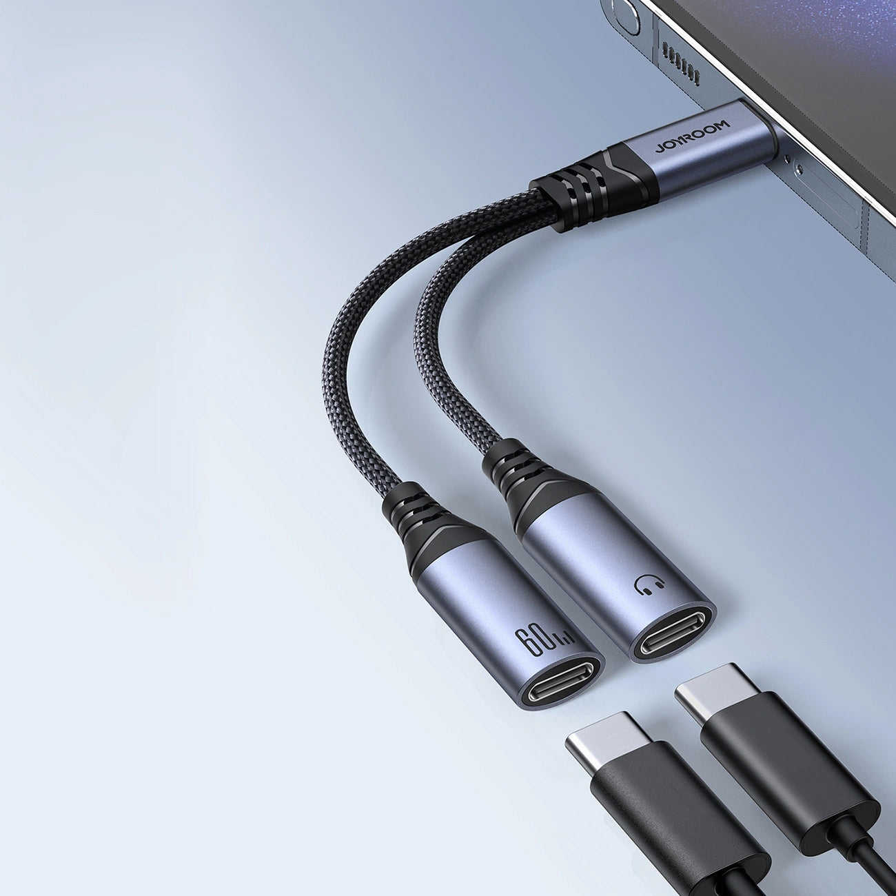 USB-C ljudkabel - 2 x USB-C Joyroom SY-C03, 0,14m, Svart