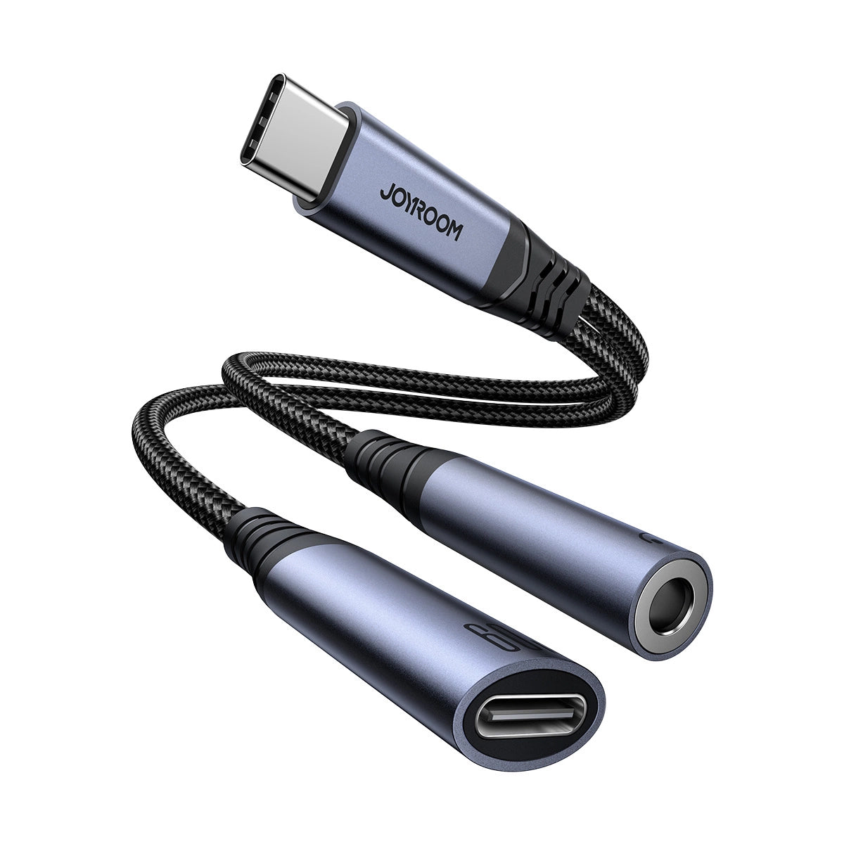 USB-C till 3.5mm / USB-C ljudkabel Joyroom SY-C02, 0.14m, Svart
