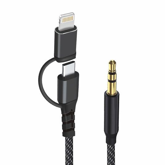 Audio Kabel USB-C / Lightning - 3.5mm Techsuit AC15 EchoSnap, 1m, Svart